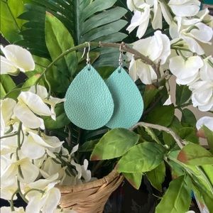 New Leather Seafoam Green Dangle Drop Earrings